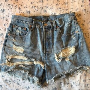 Levi's Blue Distressed Jean Shorts